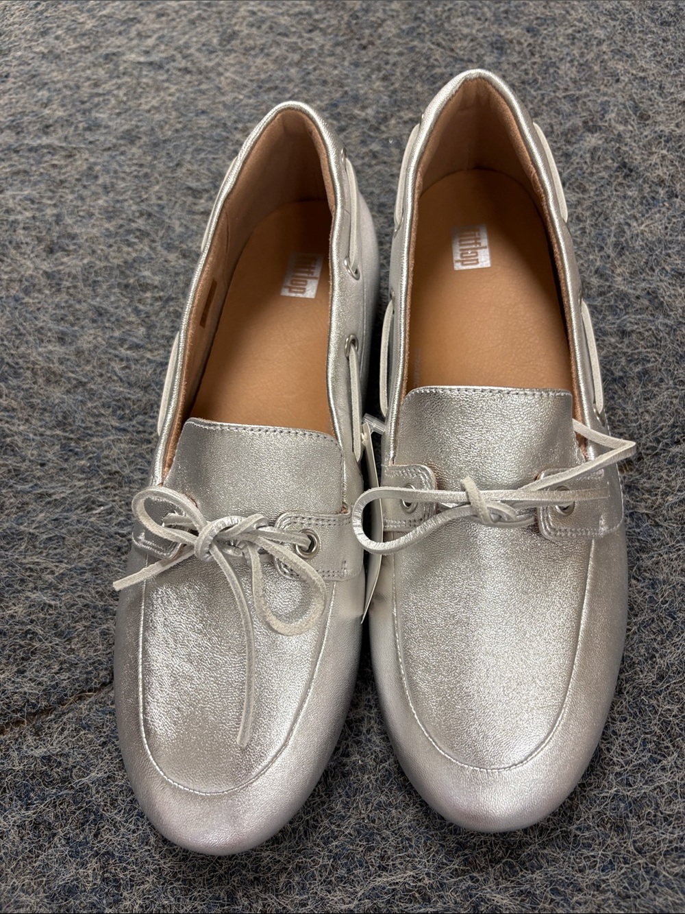 Fitflop Silver Metallic Moccasin Loafers
